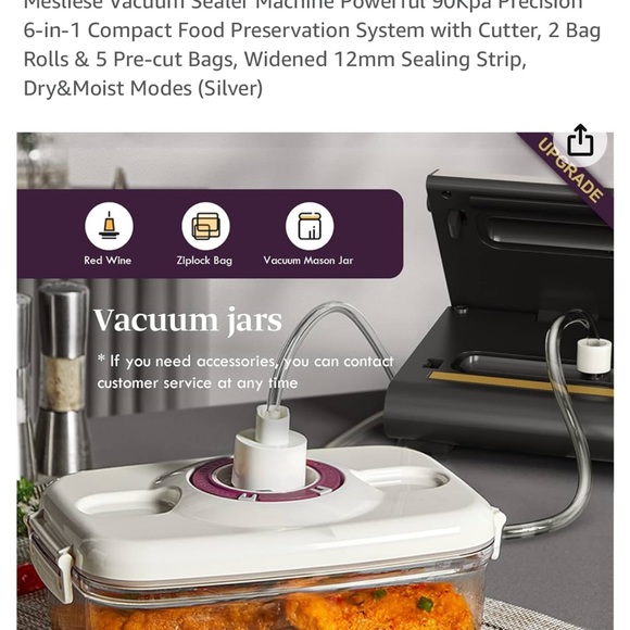 Mesliese Vacuum Sealer Machine Powerful 90Kpa Precision 6-in-1 - Picture 5 of 6